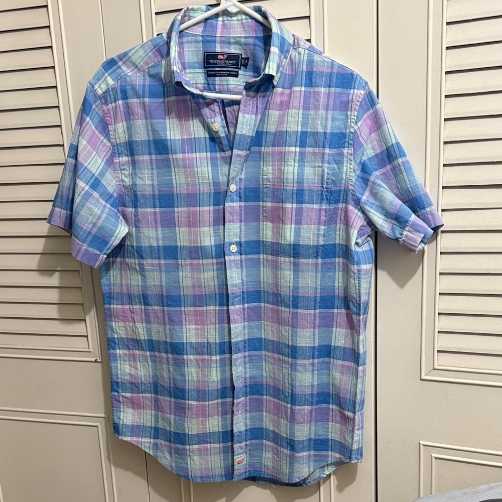 Vineyard Vines Blue and Purple Plaid Shirt